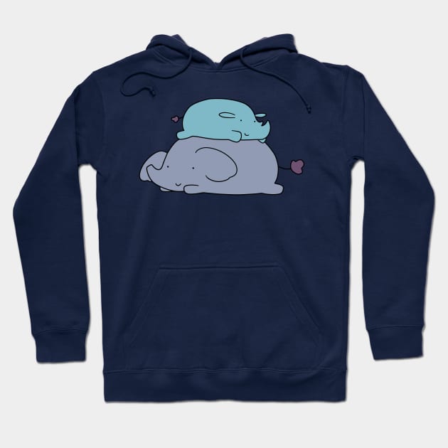 Little Elephant and Rhino Hoodie by saradaboru